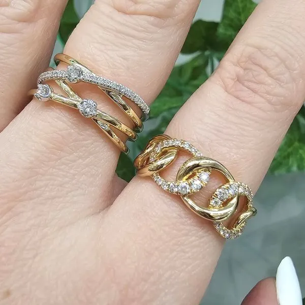 Two Tone Gold 4-Row Diamond Ring Image 3 Mark Jewellers La Crosse, WI