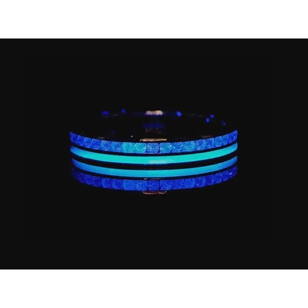 White Gold Fluorescent Blue Inlay & Diamond Ring Image 2 Mark Jewellers La Crosse, WI