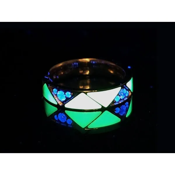 Yellow Gold Fluorescent Green Inlay & Diamond Ring Image 2 Mark Jewellers La Crosse, WI
