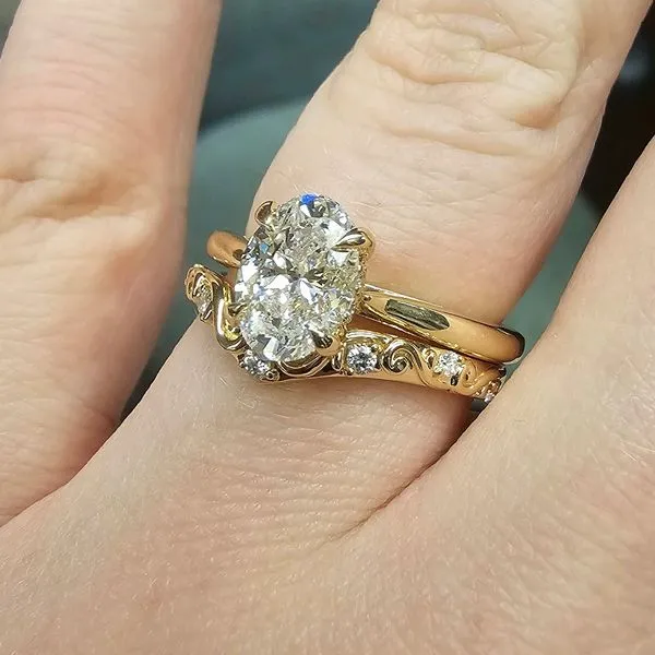 Yellow Gold Curved Diamond Band Image 3 Mark Jewellers La Crosse, WI
