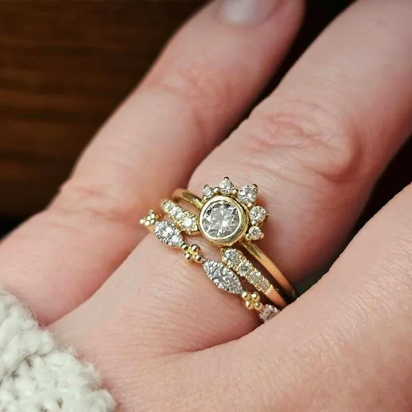 Yellow Gold Diamond Stackable Ring Image 3 Mark Jewellers La Crosse, WI