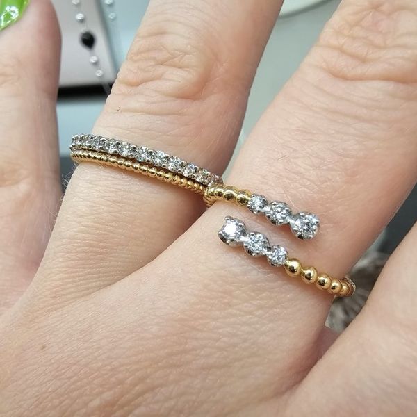 Yellow Gold Diamond Beaded Stackable Band Image 2 Mark Jewellers La Crosse, WI