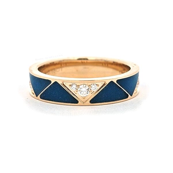 Yellow Gold Fluorescent Blue Inlay & Diamond Ring Mark Jewellers La Crosse, WI