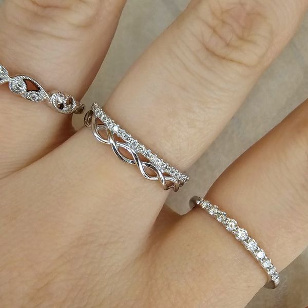 White Gold Twist Diamond Two Row Band Image 2 Mark Jewellers La Crosse, WI