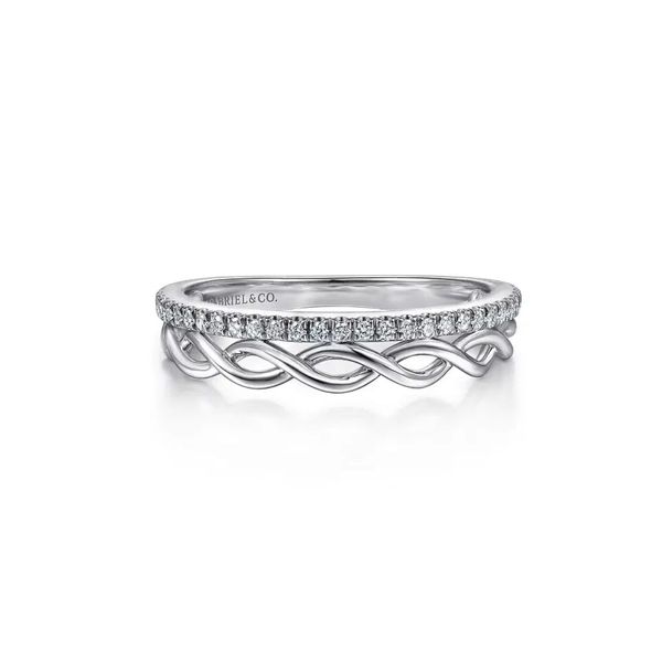 White Gold Twist Diamond Two Row Band Mark Jewellers La Crosse, WI