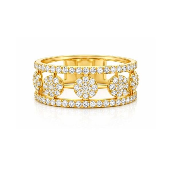 Yellow Gold Diamond 3-Row Ring Mark Jewellers La Crosse, WI