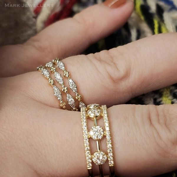 Yellow Gold Diamond 3-Row Ring Image 2 Mark Jewellers La Crosse, WI