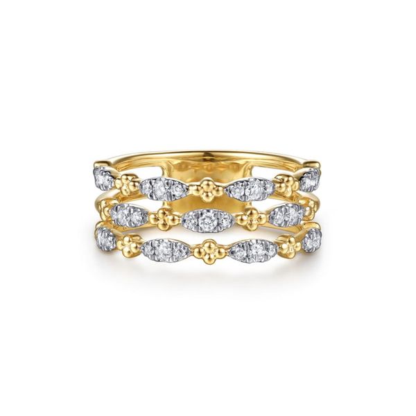Yellow Gold Diamond 3-Row Ring Mark Jewellers La Crosse, WI