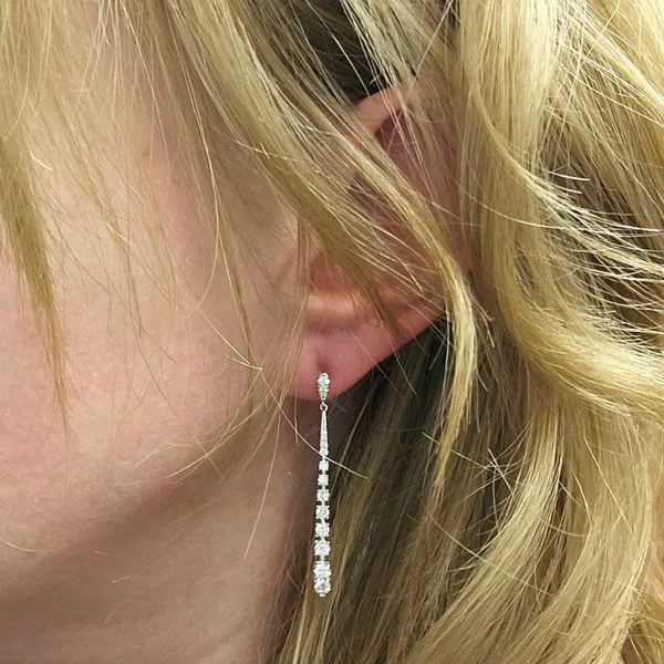 White Gold Diamond Drop Earrings Image 3 Mark Jewellers La Crosse, WI