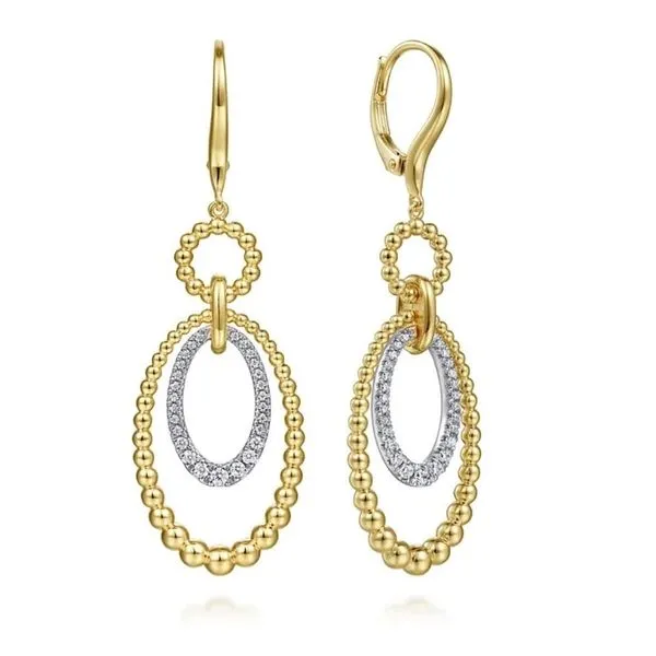 Yellow Gold Beaded Diamond Drop Earrings Mark Jewellers La Crosse, WI