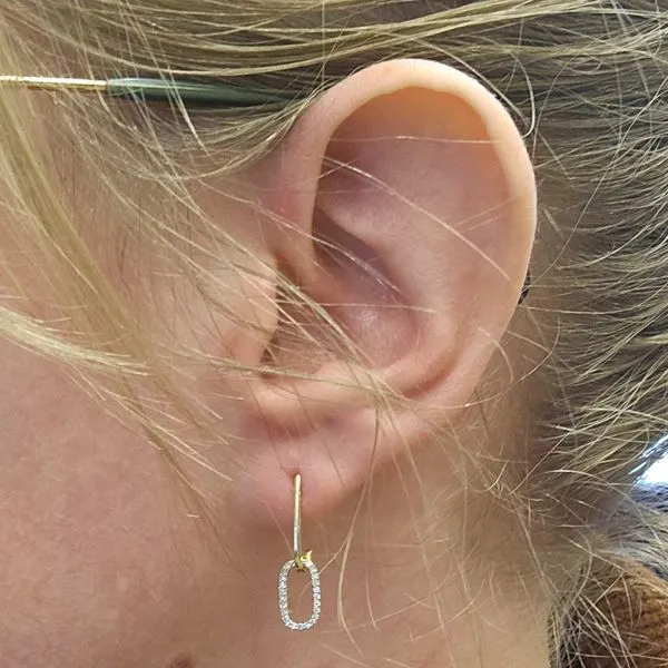 Yellow Gold Diamond Paperclip Earrings Image 3 Mark Jewellers La Crosse, WI