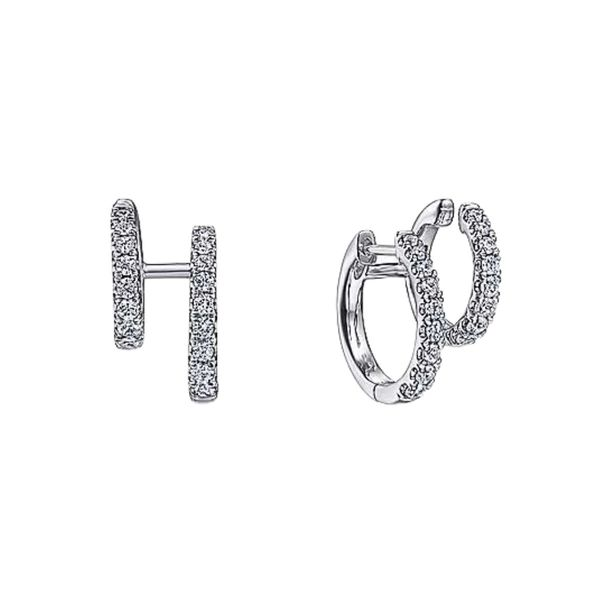 White Gold Diamond Hoop & Cuff Earrings Mark Jewellers La Crosse, WI