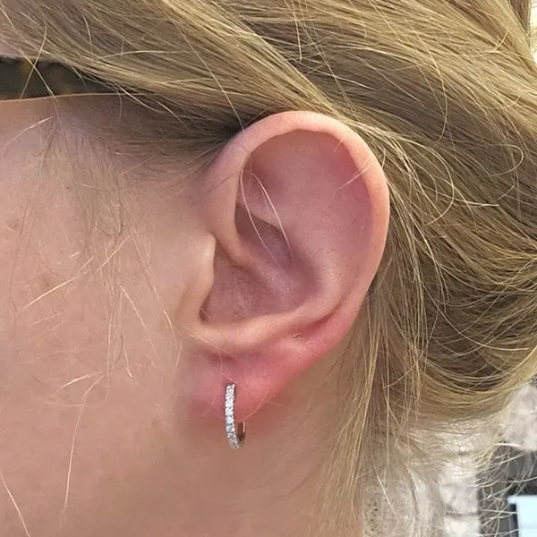 White Gold Diamond Hoop Earrings Image 2 Mark Jewellers La Crosse, WI