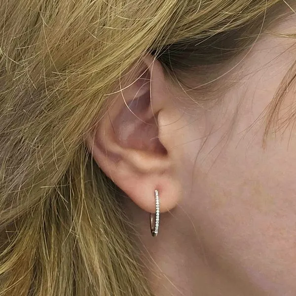 White Gold Diamond Hoop Earrings Image 3 Mark Jewellers La Crosse, WI