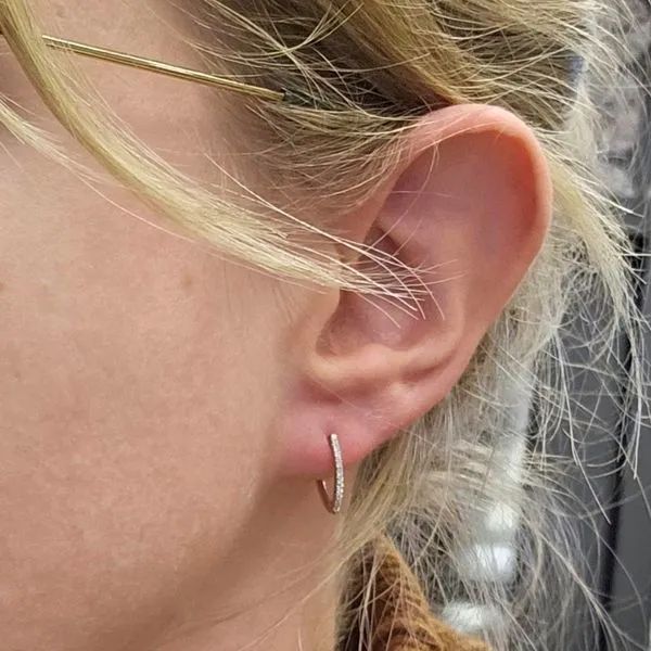 White Gold Diamond Hoop Earrings Image 2 Mark Jewellers La Crosse, WI