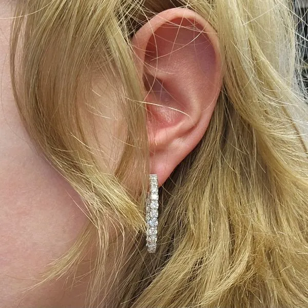 White Gold Diamond Hoop Earrings Image 3 Mark Jewellers La Crosse, WI