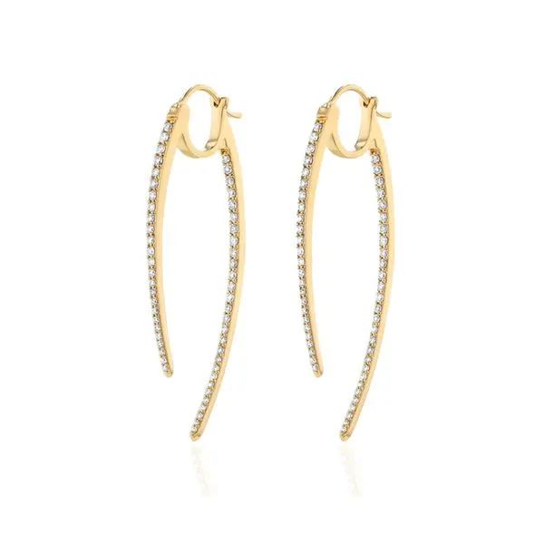 Yellow Gold Contemporary Diamond Hoop Earrings Mark Jewellers La Crosse, WI