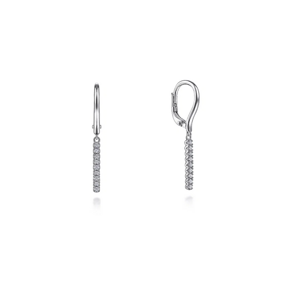 White Gold Diamond Drop Leverback Earrings Mark Jewellers La Crosse, WI