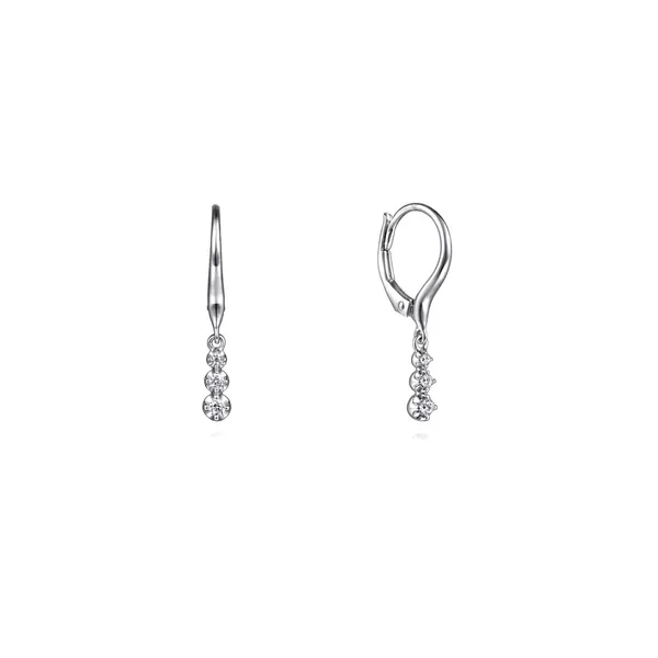White Gold Diamond Drop Leverback Earrings Mark Jewellers La Crosse, WI