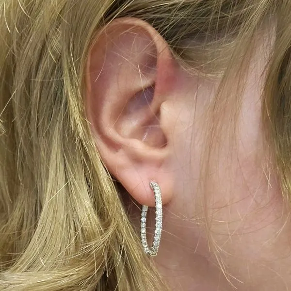 White Gold Diamond Hoop Earrings Image 3 Mark Jewellers La Crosse, WI
