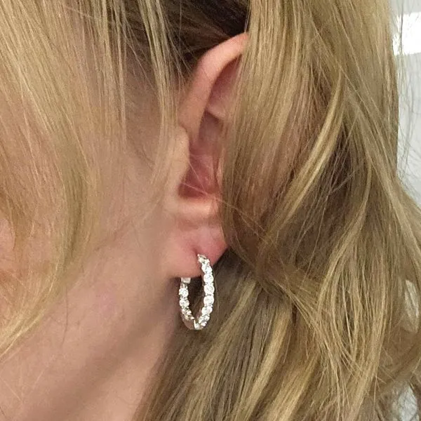 White Gold Diamond Hoop Earrings Image 3 Mark Jewellers La Crosse, WI