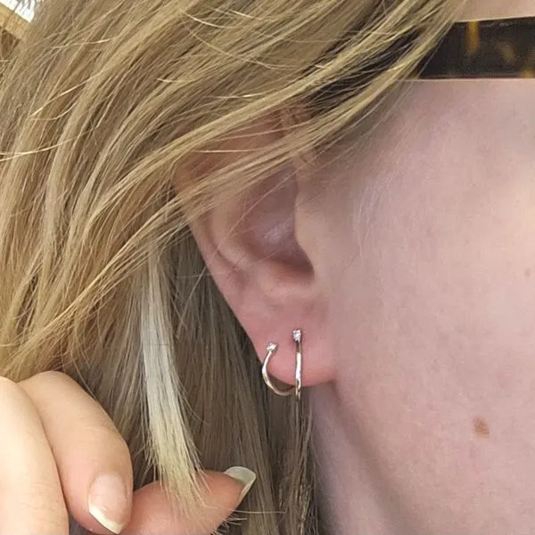 White Gold Diamond Hoop Earrings Image 3 Mark Jewellers La Crosse, WI