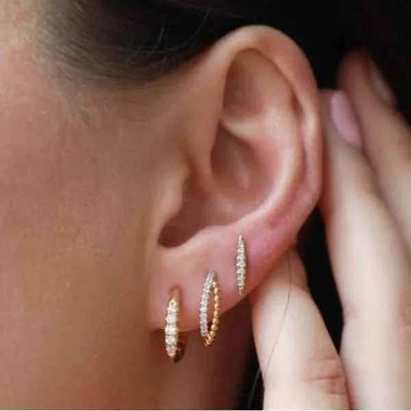Yellow Gold Diamond Hoop Earrings Image 3 Mark Jewellers La Crosse, WI