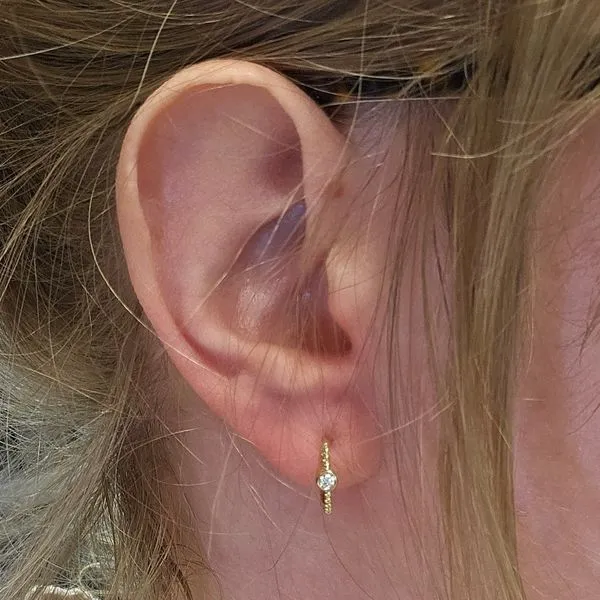 Yellow Gold Diamond Hoop Earrings Image 3 Mark Jewellers La Crosse, WI