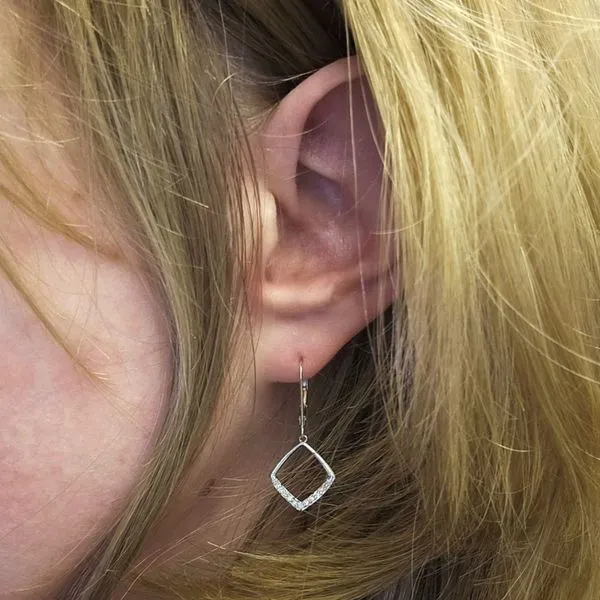 White Gold Diamond Drop Earrings Image 3 Mark Jewellers La Crosse, WI
