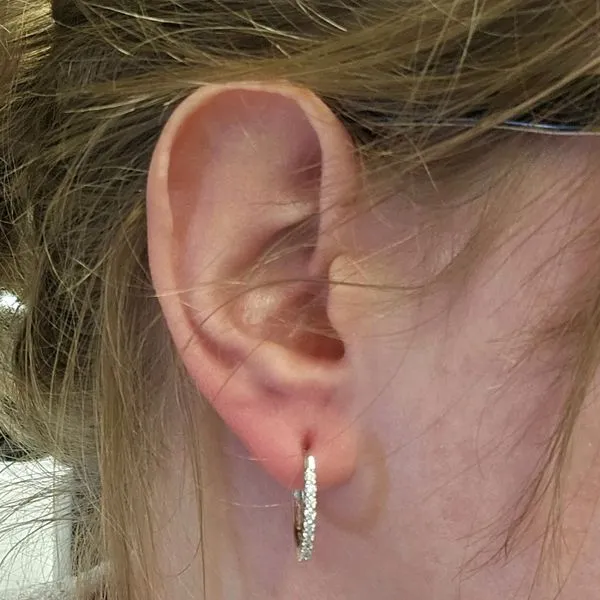 White Gold Diamond Hoop Earrings Image 2 Mark Jewellers La Crosse, WI
