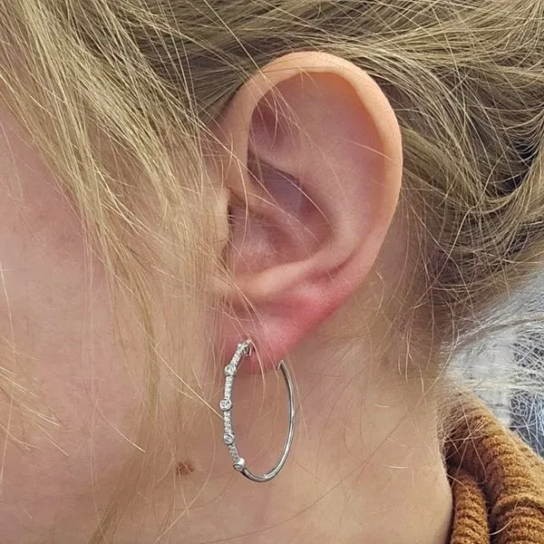 White Gold Diamond Hoop Earrings Image 3 Mark Jewellers La Crosse, WI