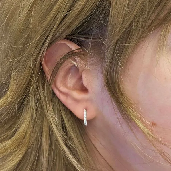 White Gold Diamond Hoop Earrings Image 3 Mark Jewellers La Crosse, WI