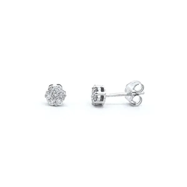 White Gold Diamond Cluster Stud  Earrings Mark Jewellers La Crosse, WI