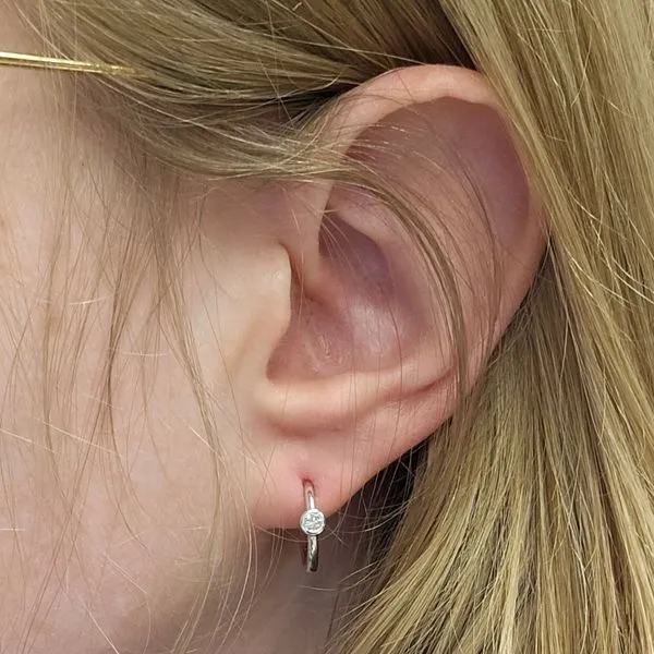 White Gold Diamond Hoop Earrings Image 3 Mark Jewellers La Crosse, WI