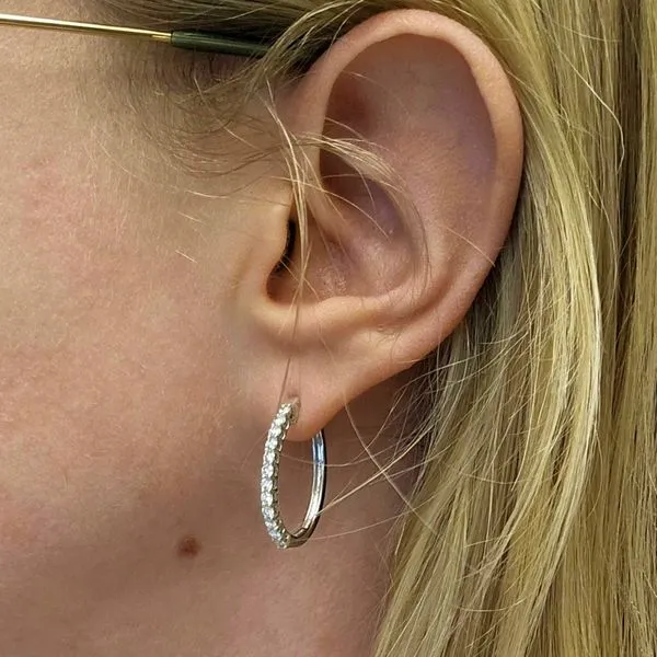 White Gold Diamond Hoop Earrings Image 3 Mark Jewellers La Crosse, WI