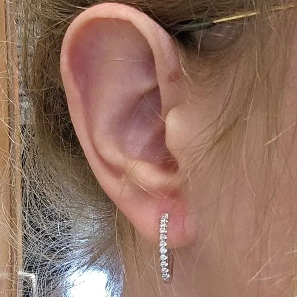 White Gold Diamond Hoop Earrings Image 3 Mark Jewellers La Crosse, WI