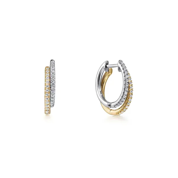 Two Tone Gold Diamond Hoop Earrings Mark Jewellers La Crosse, WI
