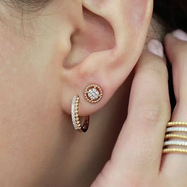 Yellow Gold Diamond Hoop Earrings Image 2 Mark Jewellers La Crosse, WI