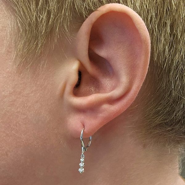White Gold Diamond Drop Leverback Earrings Image 3 Mark Jewellers La Crosse, WI