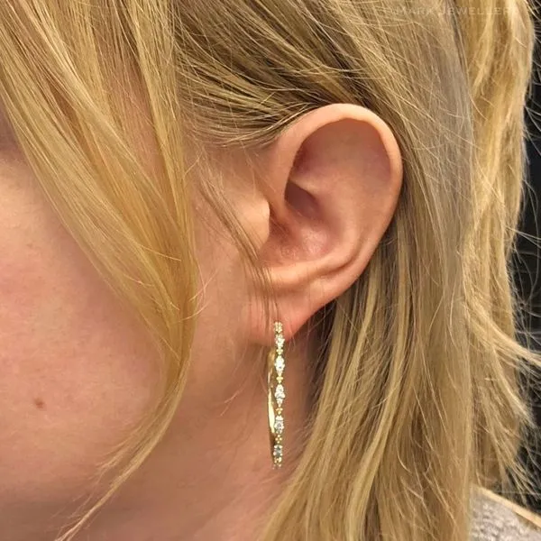 Yellow Gold Diamond Hoop Earrings Image 3 Mark Jewellers La Crosse, WI