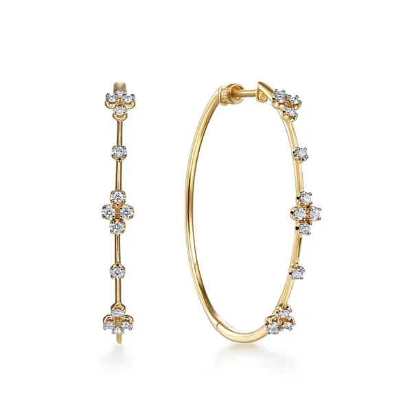 Yellow Gold Diamond Hoop Earrings Mark Jewellers La Crosse, WI