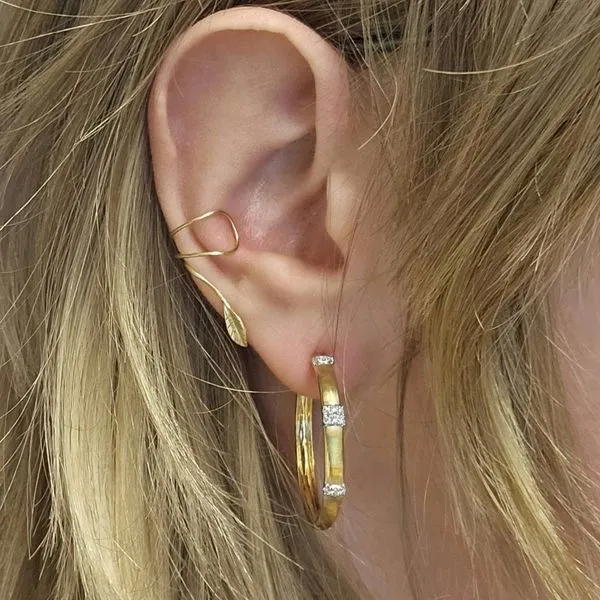 Two Tone Gold Diamond Hoop Earrings Image 2 Mark Jewellers La Crosse, WI