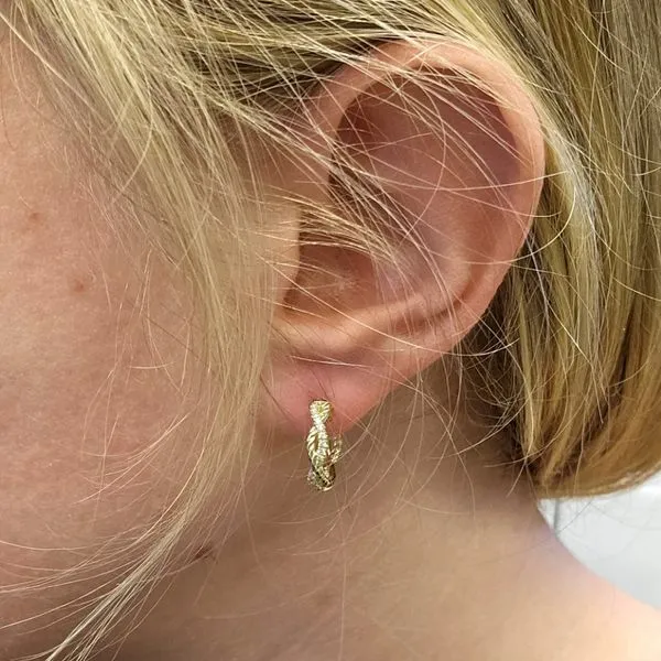Yellow Gold Diamond Hoop Earrings Image 2 Mark Jewellers La Crosse, WI