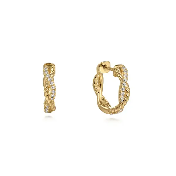 Yellow Gold Diamond Hoop Earrings Mark Jewellers La Crosse, WI