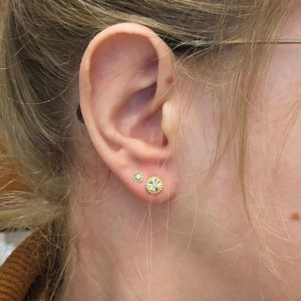 Yellow Gold Diamond Stud Earrings Image 2 Mark Jewellers La Crosse, WI