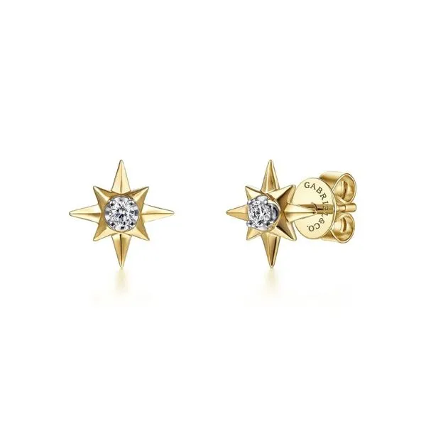 Yellow Gold Diamond Star Stud Earrings Mark Jewellers La Crosse, WI