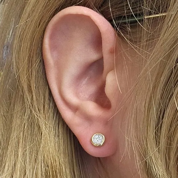 Yellow Gold Diamond Pavé Stud Earrings Image 2 Mark Jewellers La Crosse, WI