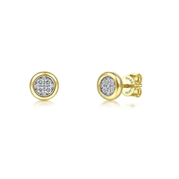 Yellow Gold Diamond Pavé Stud Earrings Mark Jewellers La Crosse, WI