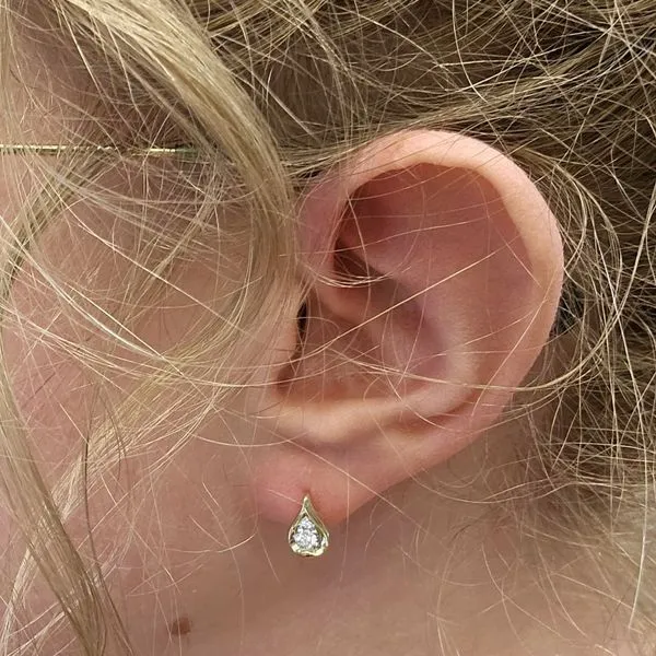 Yellow Gold Teardrop Diamond Stud Earrings Image 3 Mark Jewellers La Crosse, WI