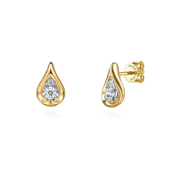 Yellow Gold Teardrop Diamond Stud Earrings Mark Jewellers La Crosse, WI